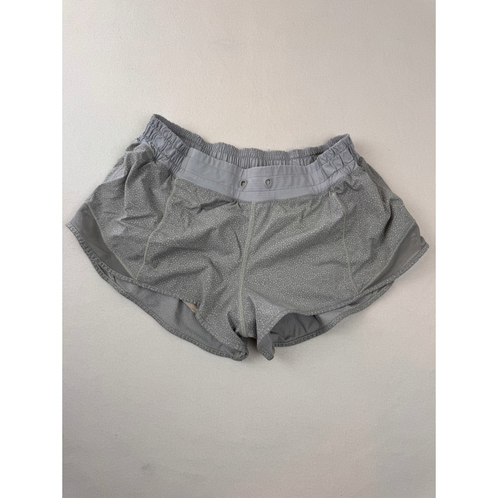 Lululemon Speed Shorts Gray Printed Lined Running Athletic Women's Sz 6 Est